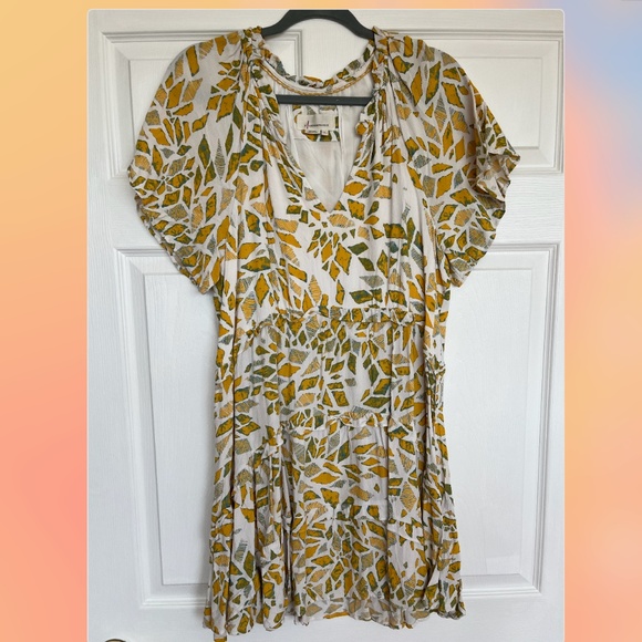 Anthropologie Yellow and White Sundress. Size L - Picture 1 of 3